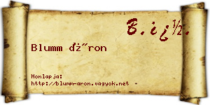 Blumm Áron névjegykártya